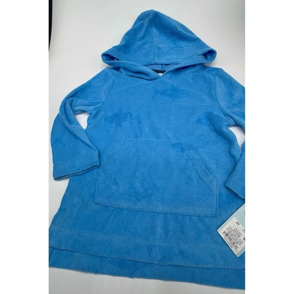 Toddler boys size 4T Cat & Jack blue with sharks swim cover. Feels beach towel